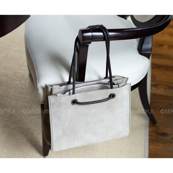 Brunello Cucinelli Handbags - Brunello Cucinelli Earth Suede Handbag Leather Handles Tote Shoulder Bag